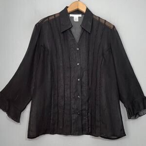 Moonlight Bay Size Large Black Sheer Blouse Dark Romantic Fairy Whimsigoth Top